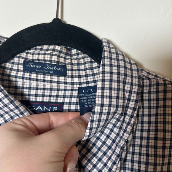 GANT Micro Tartans Mens XL Button Down Shirt Long Sleeve Plaid Cotton - Picture 3 of 7